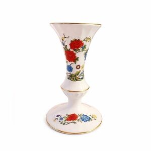 Floral Ceramic candlestick with Red and Blue Accents